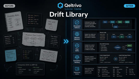 Before and after comparison of Qeltrivo Drift Library interface design.