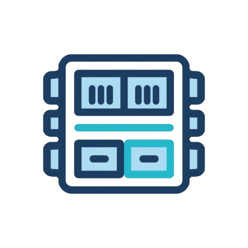 Icon of a server or computer hardware component on a white background